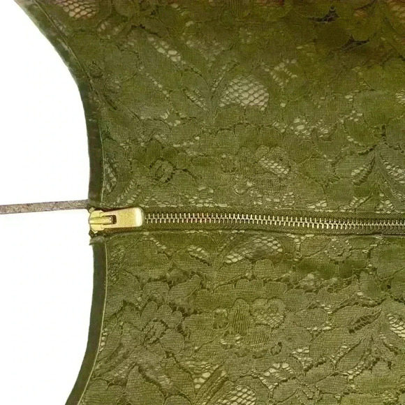 Edge by Jen Rade Dress. Olive Green Lace w Tan lining. Size 8. - Picture 10 of 14